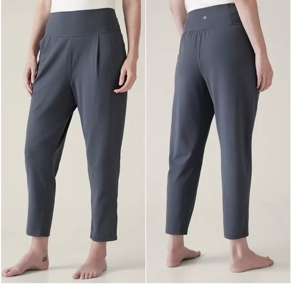 Athleta Pants - ATHLETA Elation Pant in Granite Blue Size XS Tall Pleated Tapered Yoga